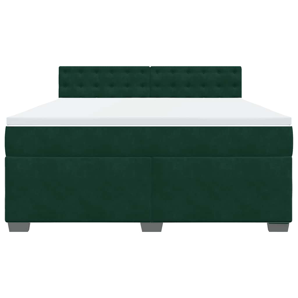 Κρεβάτι Boxspring με Στρώμα Σκούρο Πράσινο 180x200εκ. Βελούδινο