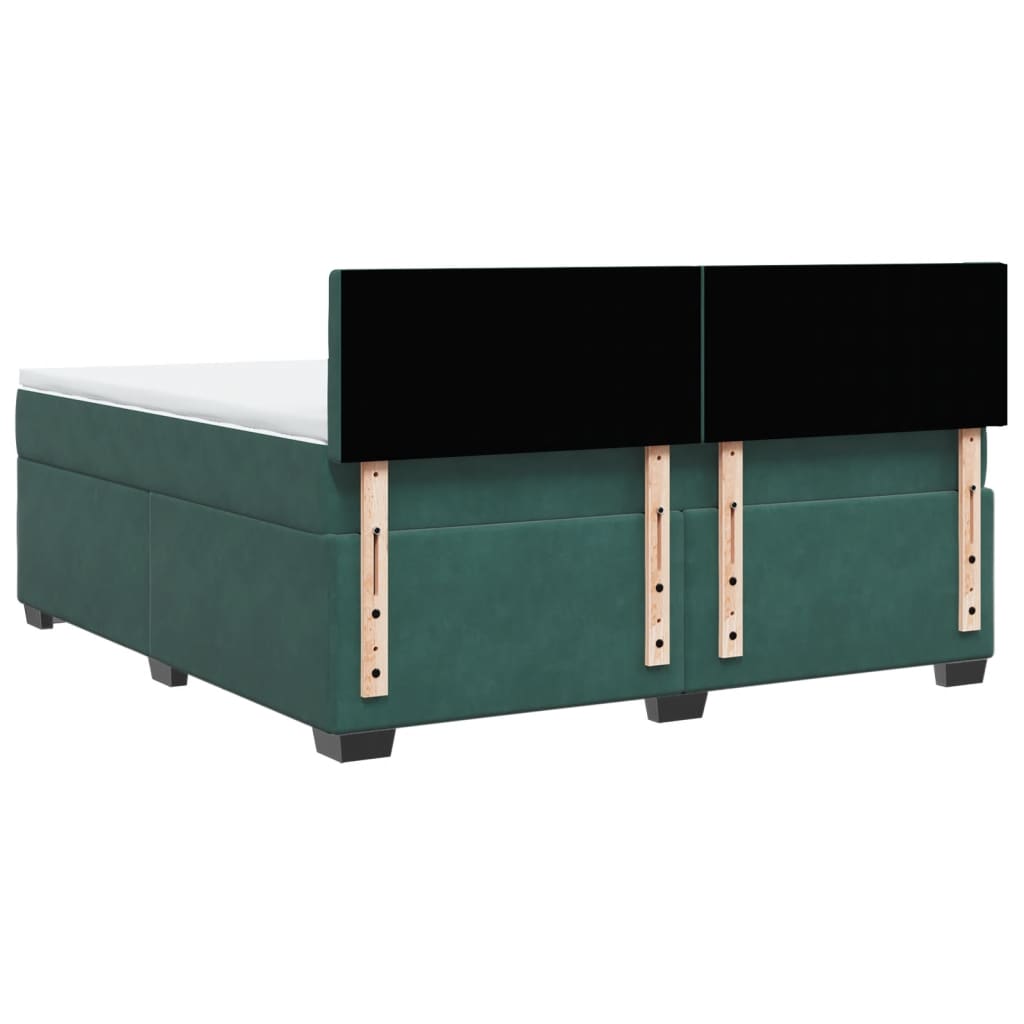 Κρεβάτι Boxspring με Στρώμα Σκούρο Πράσινο 180x200εκ. Βελούδινο