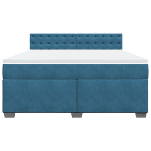 Κρεβάτι Boxspring με Στρώμα Μπλε 180x200 εκ. Βελούδινο