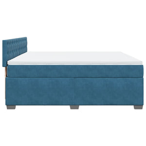 Κρεβάτι Boxspring με Στρώμα Μπλε 180x200 εκ. Βελούδινο