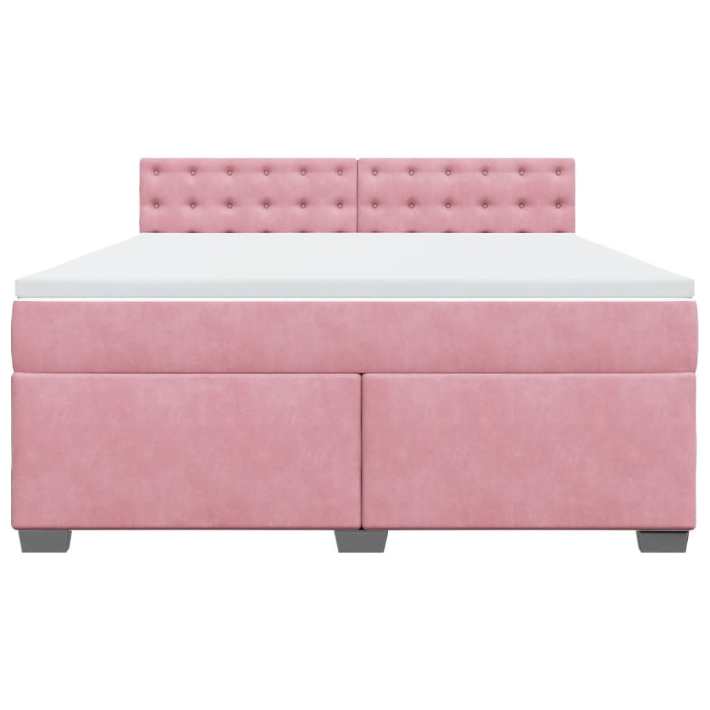 Κρεβάτι Boxspring με Στρώμα Ροζ 180x200 εκ. Βελούδινο