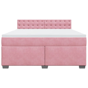 Κρεβάτι Boxspring με Στρώμα Ροζ 180x200 εκ. Βελούδινο