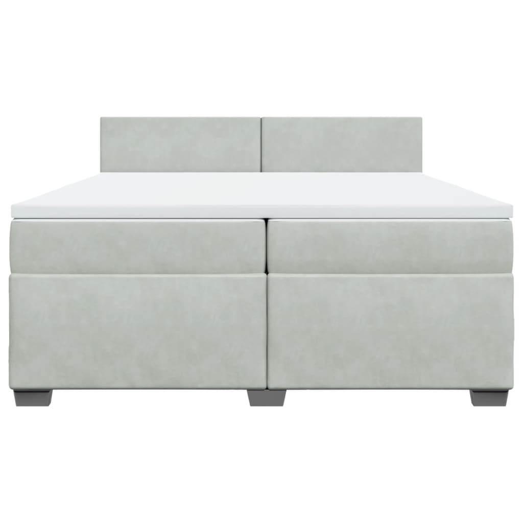 Κρεβάτι Boxspring με Στρώμα Ανοιχτό Γκρι 200x200 εκ. Βελούδινο