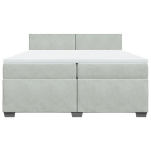 Κρεβάτι Boxspring με Στρώμα Ανοιχτό Γκρι 200x200 εκ. Βελούδινο