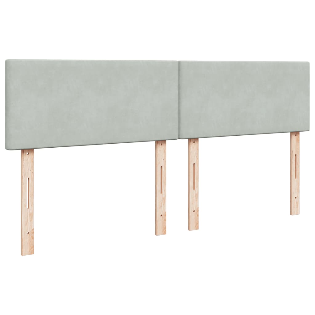 Κρεβάτι Boxspring με Στρώμα Ανοιχτό Γκρι 200x200 εκ. Βελούδινο