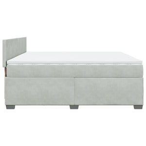 Κρεβάτι Boxspring με Στρώμα Ανοιχτό Γκρι 200x200 εκ. Βελούδινο