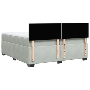 Κρεβάτι Boxspring με Στρώμα Ανοιχτό Γκρι 200x200 εκ. Βελούδινο