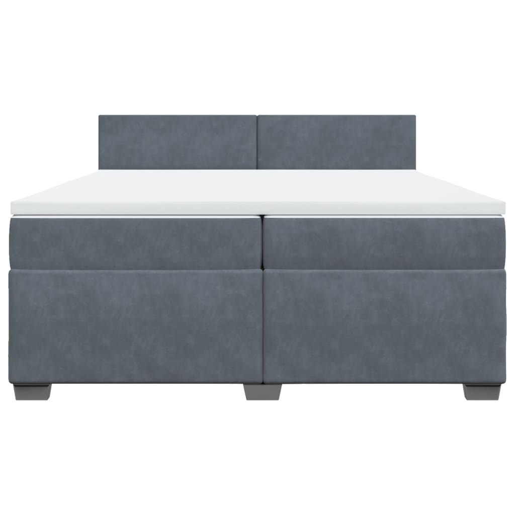 Κρεβάτι Boxspring με Στρώμα Σκούρο Γκρι 200x200 εκ. Βελούδινο