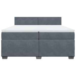Κρεβάτι Boxspring με Στρώμα Σκούρο Γκρι 200x200 εκ. Βελούδινο