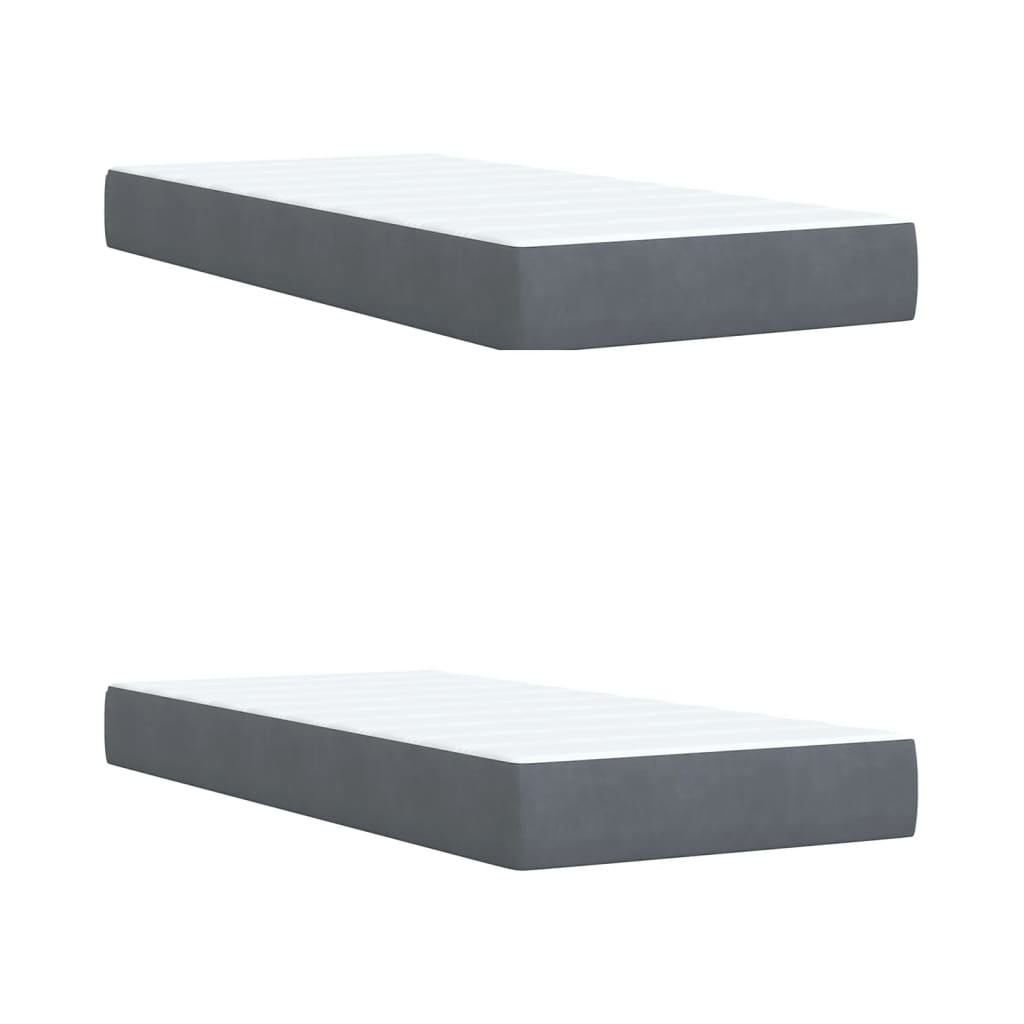Κρεβάτι Boxspring με Στρώμα Σκούρο Γκρι 200x200 εκ. Βελούδινο