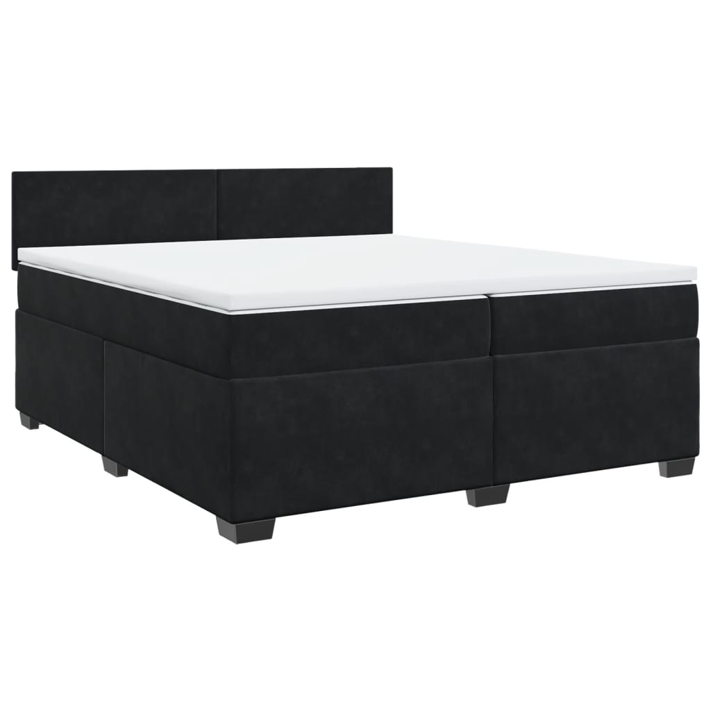 Κρεβάτι Boxspring με Στρώμα Μαύρο 200x200 εκ. Βελούδινο