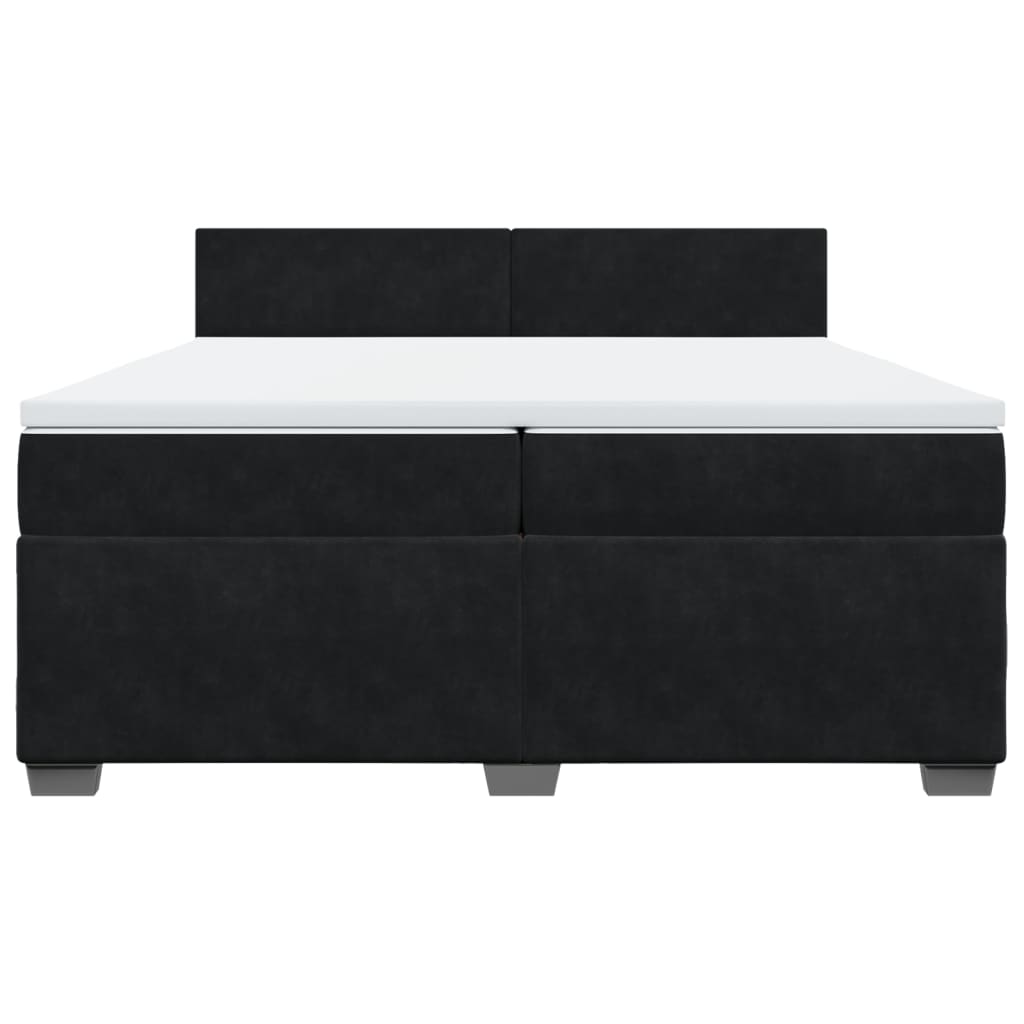Κρεβάτι Boxspring με Στρώμα Μαύρο 200x200 εκ. Βελούδινο