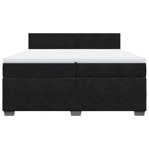 Κρεβάτι Boxspring με Στρώμα Μαύρο 200x200 εκ. Βελούδινο