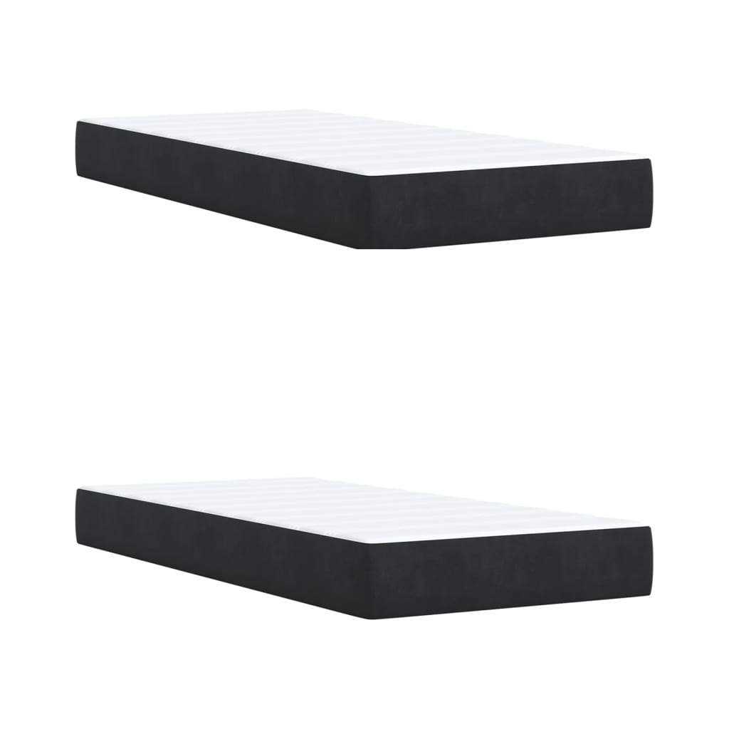 Κρεβάτι Boxspring με Στρώμα Μαύρο 200x200 εκ. Βελούδινο