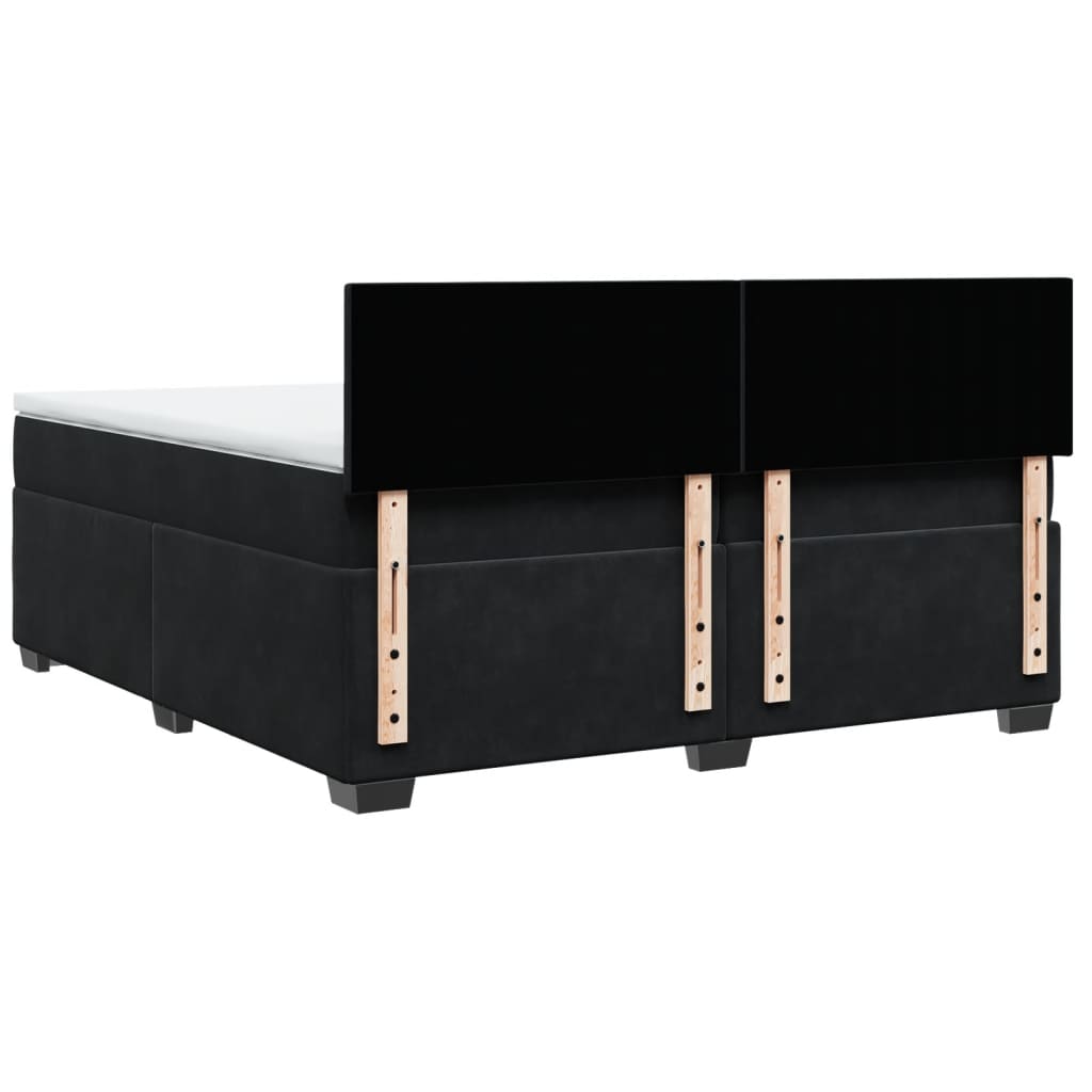 Κρεβάτι Boxspring με Στρώμα Μαύρο 200x200 εκ. Βελούδινο