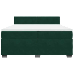Κρεβάτι Boxspring με Στρώμα Σκούρο Πράσινο 200x200εκ. Βελούδινο