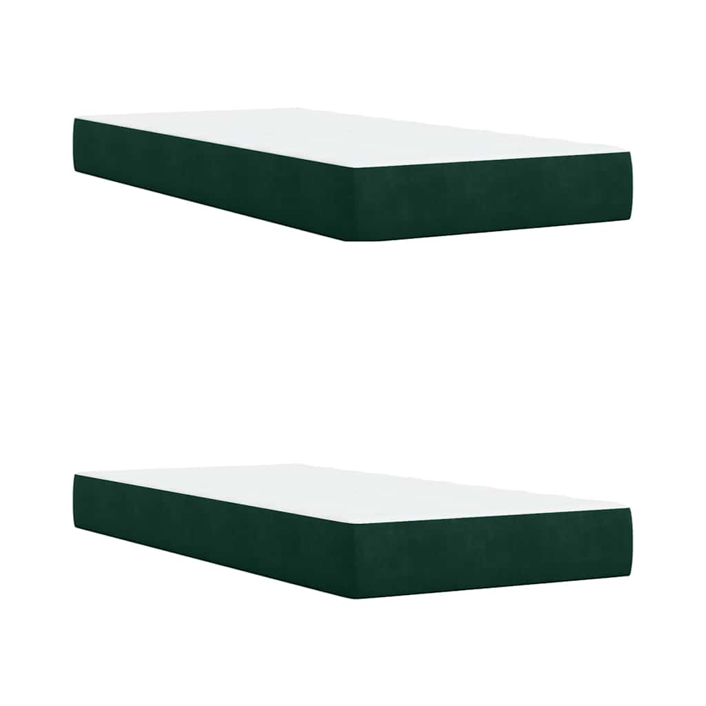 Κρεβάτι Boxspring με Στρώμα Σκούρο Πράσινο 200x200εκ. Βελούδινο