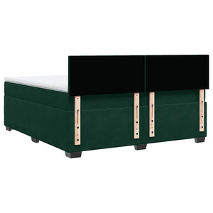 Κρεβάτι Boxspring με Στρώμα Σκούρο Πράσινο 200x200εκ. Βελούδινο