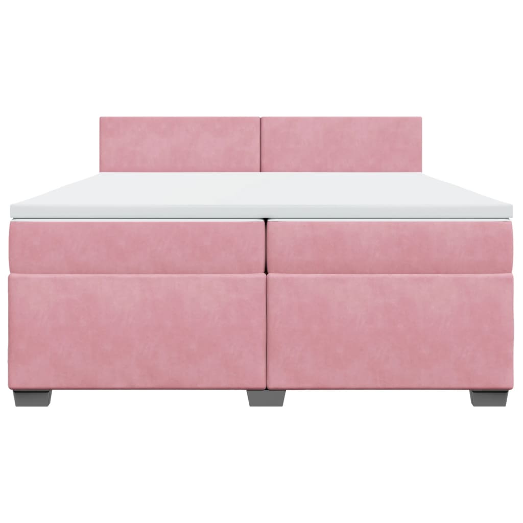 Κρεβάτι Boxspring με Στρώμα Ροζ 200x200 εκ. Βελούδινο - Pakobazaar