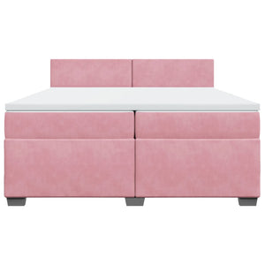 Κρεβάτι Boxspring με Στρώμα Ροζ 200x200 εκ. Βελούδινο - Pakobazaar