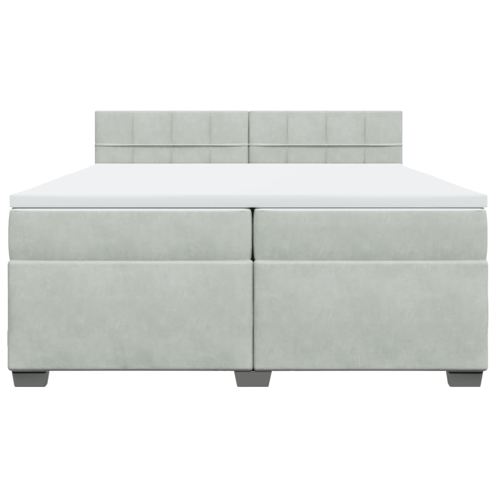 Κρεβάτι Boxspring με Στρώμα Ανοιχτό Γκρι 200x200 εκ. Βελούδινο
