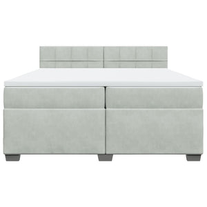 Κρεβάτι Boxspring με Στρώμα Ανοιχτό Γκρι 200x200 εκ. Βελούδινο