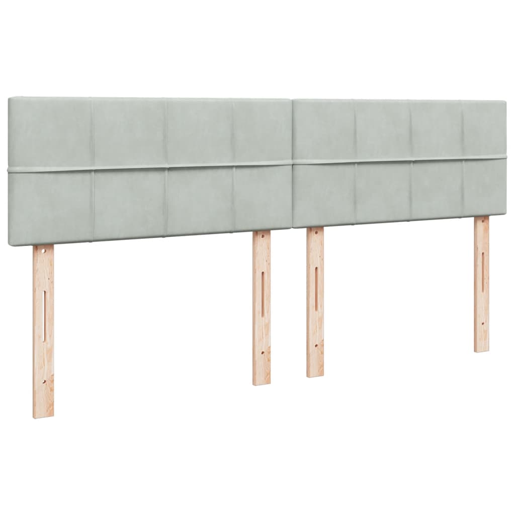 Κρεβάτι Boxspring με Στρώμα Ανοιχτό Γκρι 200x200 εκ. Βελούδινο