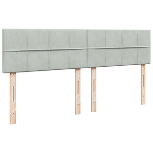 Κρεβάτι Boxspring με Στρώμα Ανοιχτό Γκρι 200x200 εκ. Βελούδινο