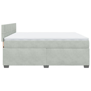 Κρεβάτι Boxspring με Στρώμα Ανοιχτό Γκρι 200x200 εκ. Βελούδινο