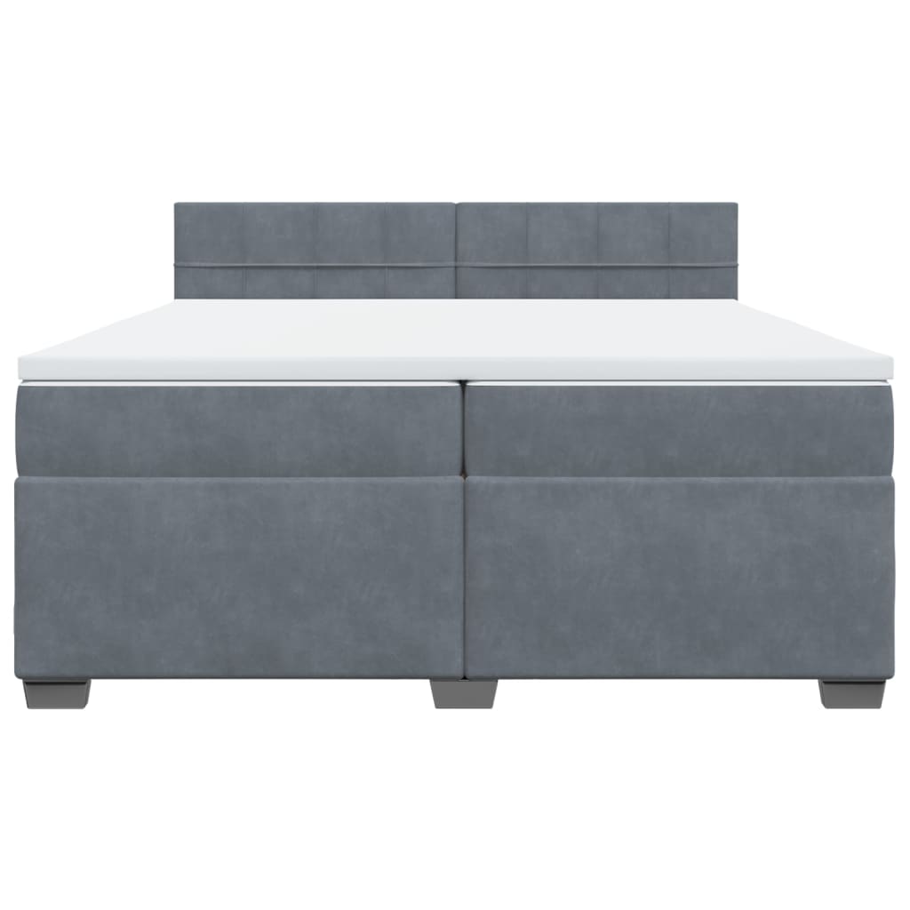 Κρεβάτι Boxspring με Στρώμα Σκούρο Γκρι 200x200 εκ. Βελούδινο