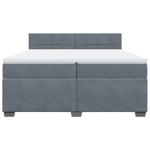 Κρεβάτι Boxspring με Στρώμα Σκούρο Γκρι 200x200 εκ. Βελούδινο