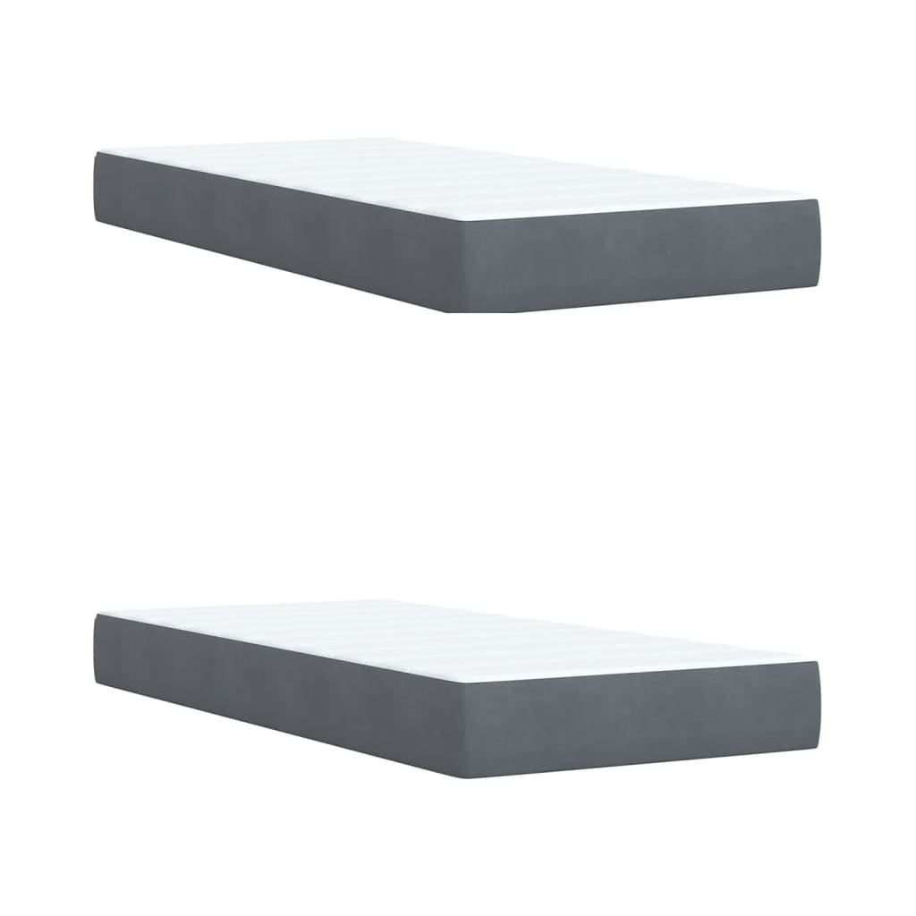 Κρεβάτι Boxspring με Στρώμα Σκούρο Γκρι 200x200 εκ. Βελούδινο