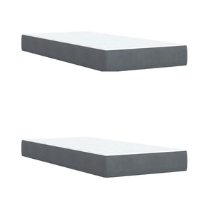 Κρεβάτι Boxspring με Στρώμα Σκούρο Γκρι 200x200 εκ. Βελούδινο