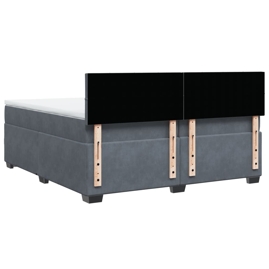 Κρεβάτι Boxspring με Στρώμα Σκούρο Γκρι 200x200 εκ. Βελούδινο