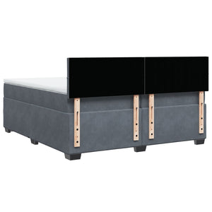Κρεβάτι Boxspring με Στρώμα Σκούρο Γκρι 200x200 εκ. Βελούδινο