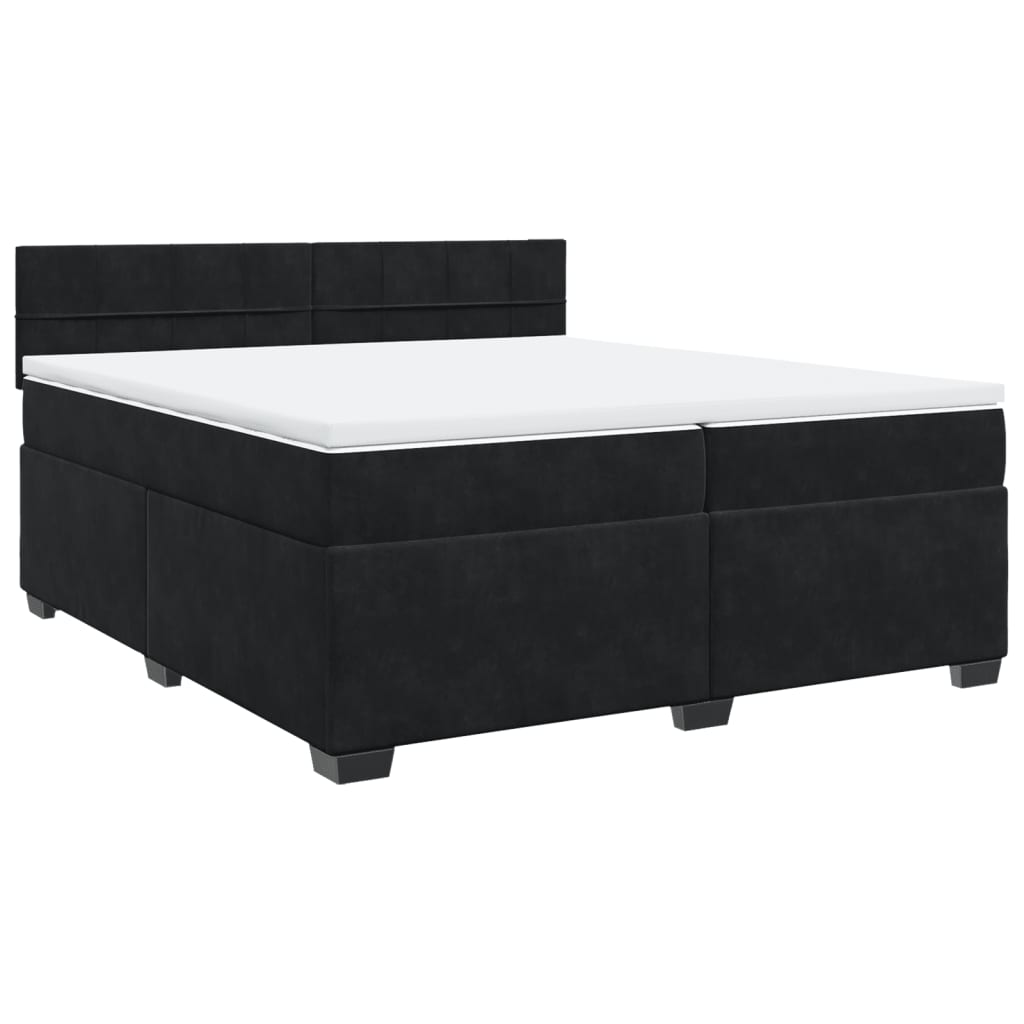 Κρεβάτι Boxspring με Στρώμα Μαύρο 200x200 εκ. Βελούδινο