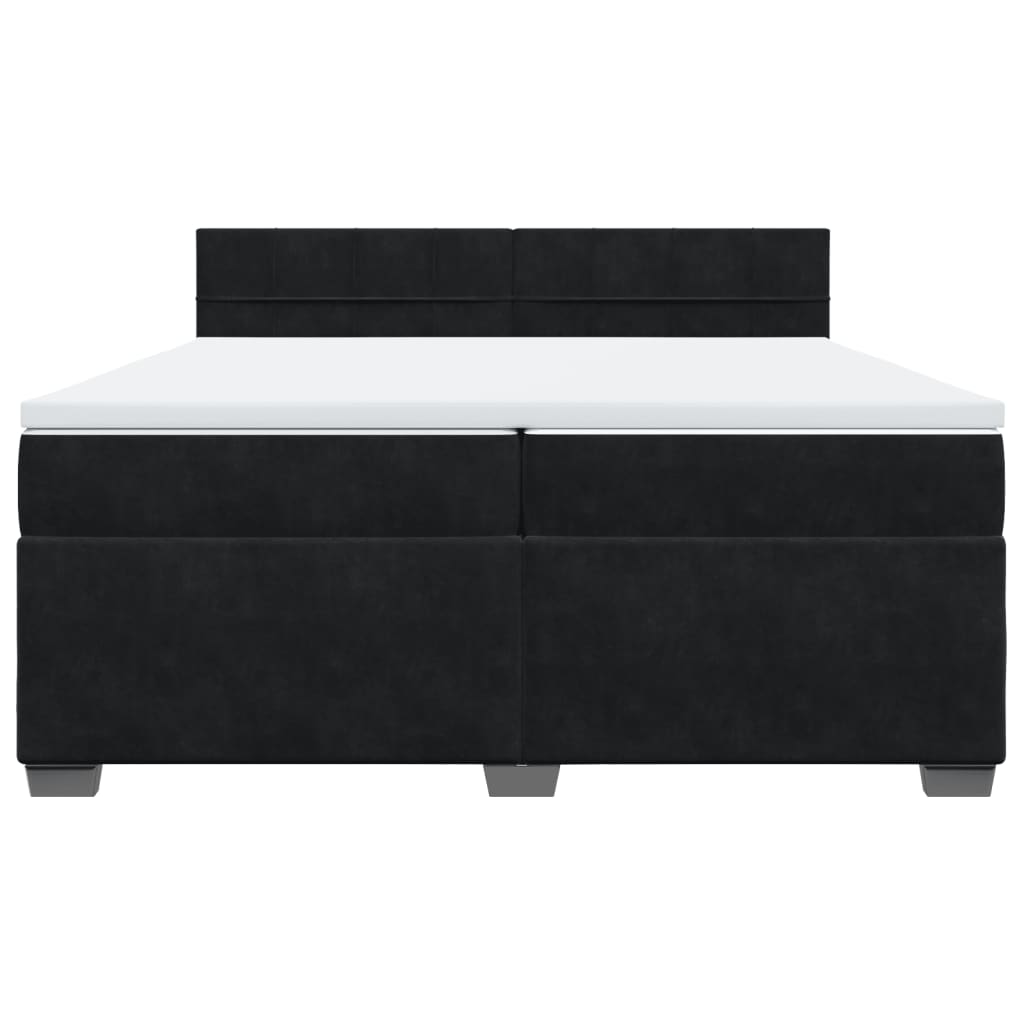 Κρεβάτι Boxspring με Στρώμα Μαύρο 200x200 εκ. Βελούδινο