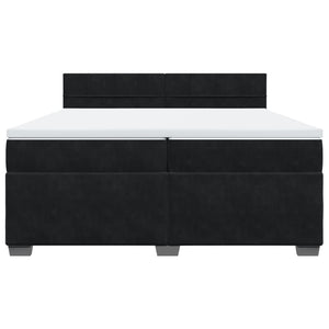 Κρεβάτι Boxspring με Στρώμα Μαύρο 200x200 εκ. Βελούδινο