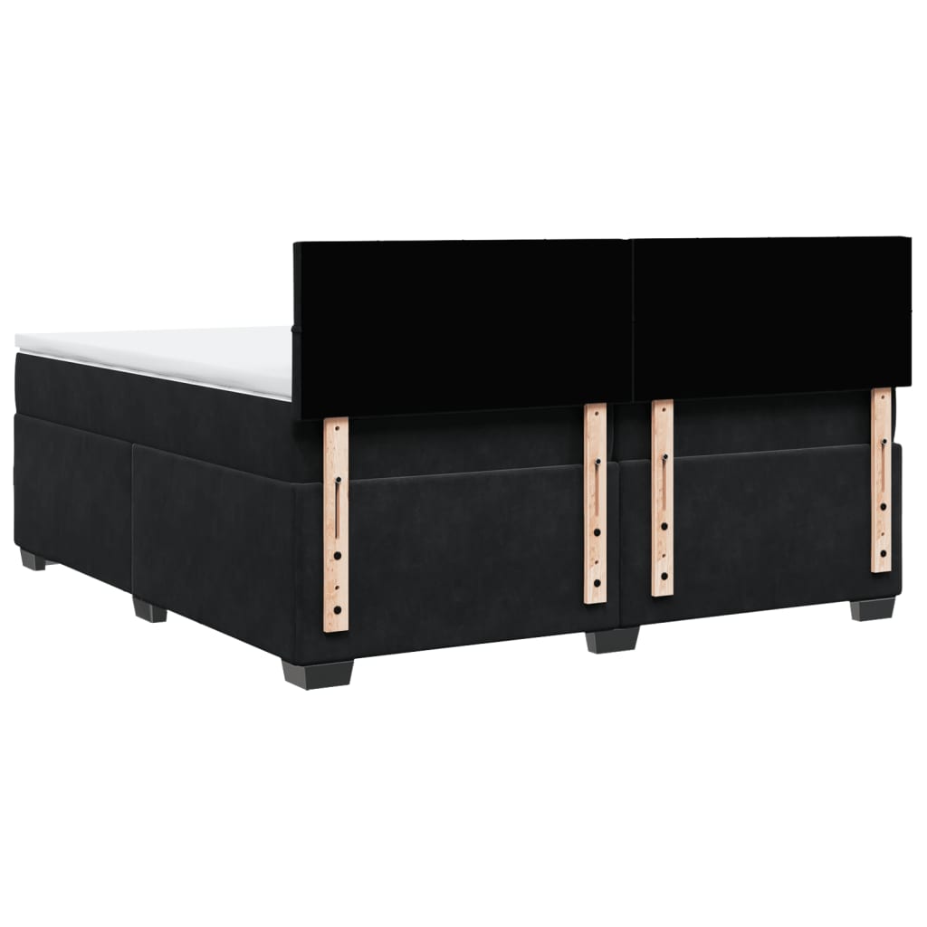 Κρεβάτι Boxspring με Στρώμα Μαύρο 200x200 εκ. Βελούδινο