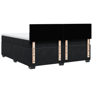 Κρεβάτι Boxspring με Στρώμα Μαύρο 200x200 εκ. Βελούδινο