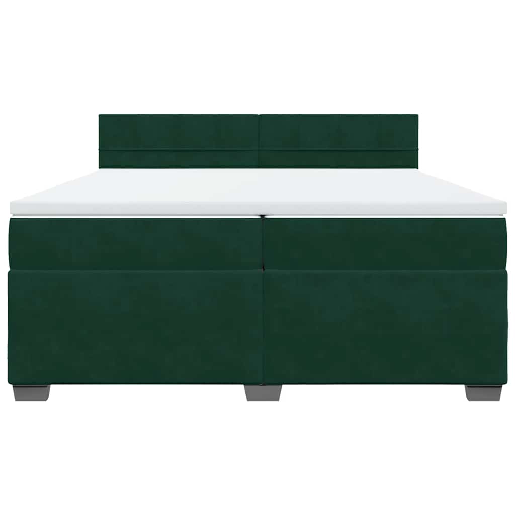 Κρεβάτι Boxspring με Στρώμα Σκούρο Πράσινο 200x200εκ. Βελούδινο