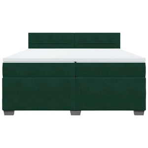 Κρεβάτι Boxspring με Στρώμα Σκούρο Πράσινο 200x200εκ. Βελούδινο