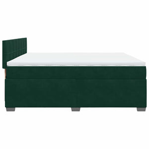 Κρεβάτι Boxspring με Στρώμα Σκούρο Πράσινο 200x200εκ. Βελούδινο