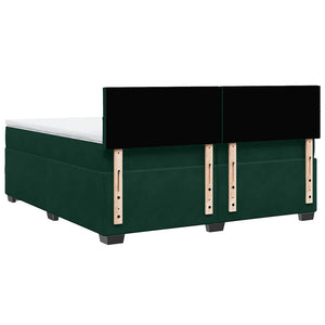 Κρεβάτι Boxspring με Στρώμα Σκούρο Πράσινο 200x200εκ. Βελούδινο