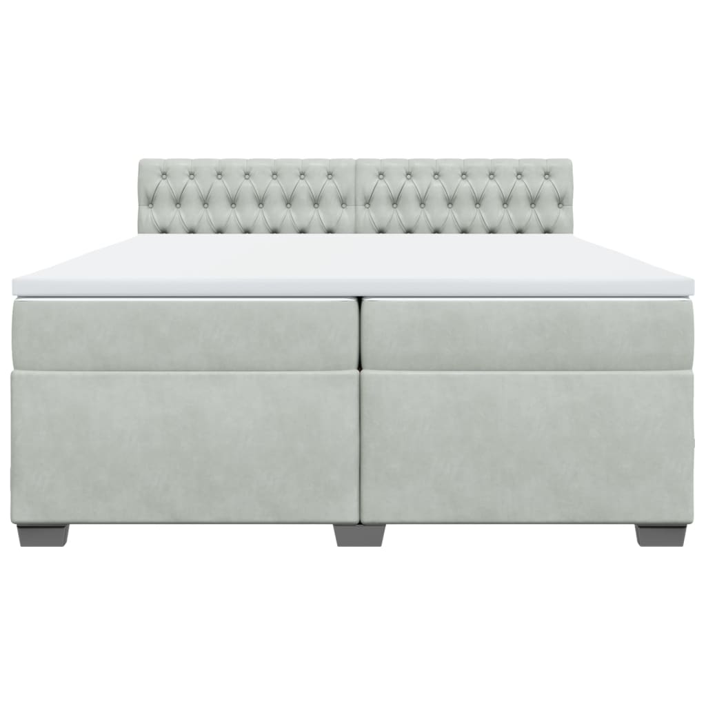 Κρεβάτι Boxspring με Στρώμα Ανοιχτό Γκρι 200x200 εκ. Βελούδινο - Pakobazaar