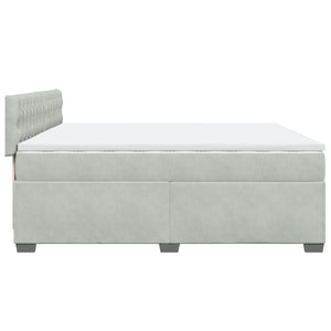 Κρεβάτι Boxspring με Στρώμα Ανοιχτό Γκρι 200x200 εκ. Βελούδινο - Pakobazaar