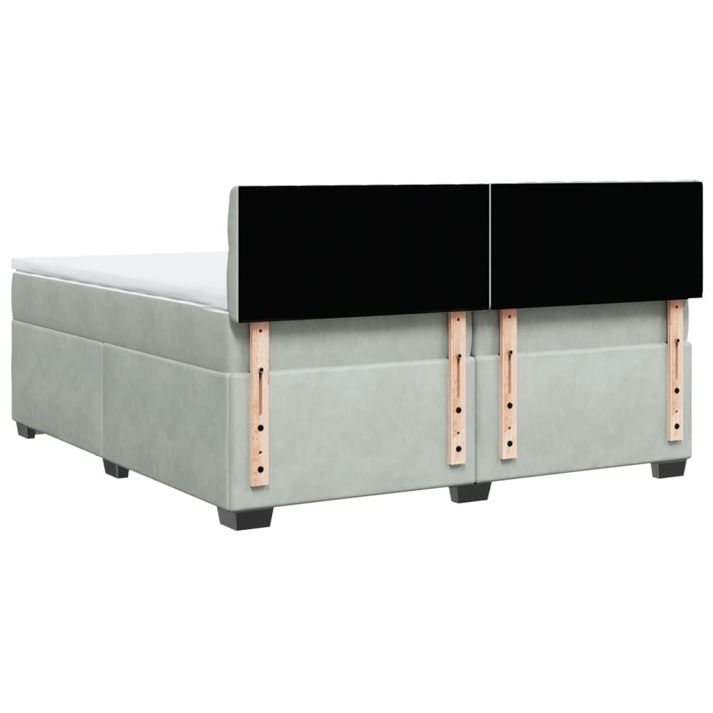 Κρεβάτι Boxspring με Στρώμα Ανοιχτό Γκρι 200x200 εκ. Βελούδινο - Pakobazaar