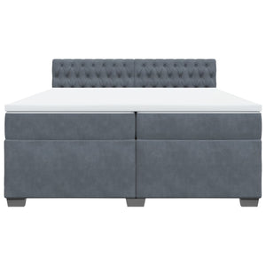 Κρεβάτι Boxspring με Στρώμα Σκούρο Γκρι 200x200 εκ. Βελούδινο - Pakobazaar