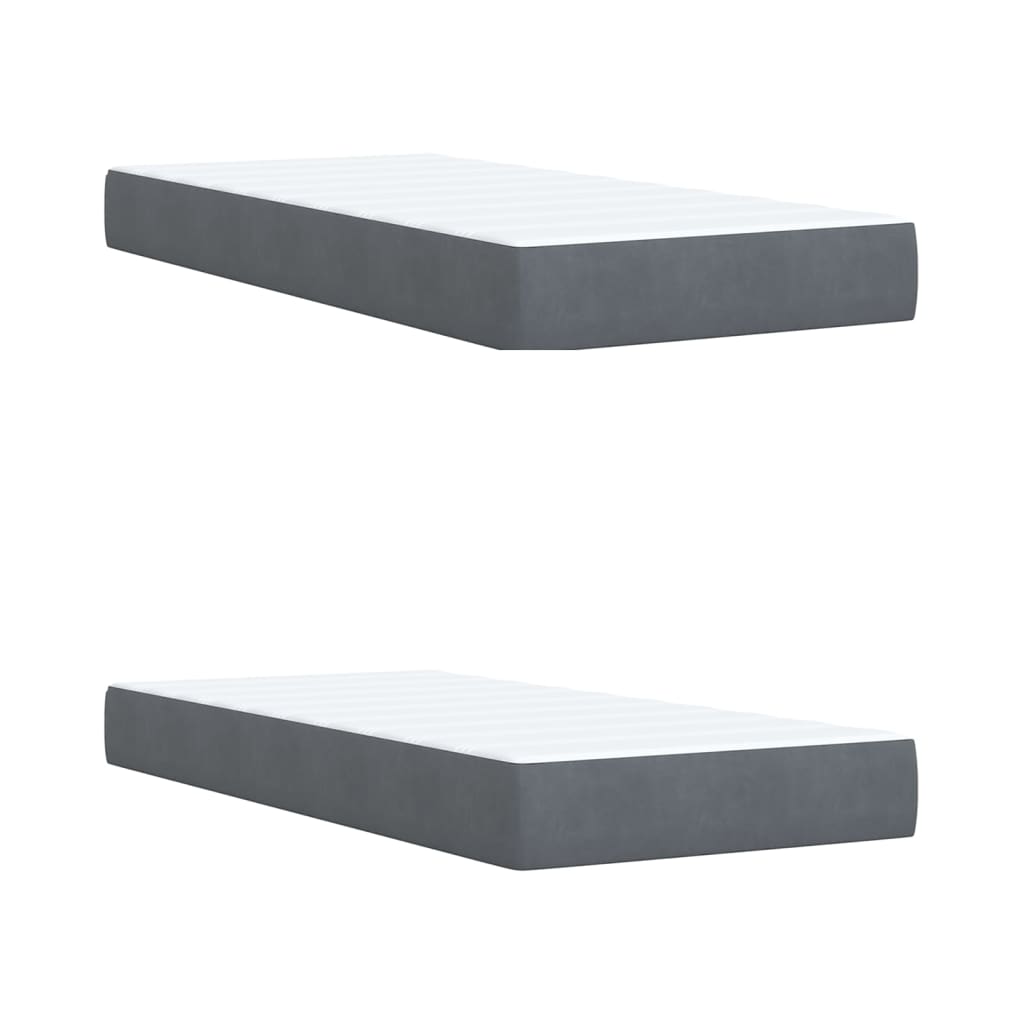 Κρεβάτι Boxspring με Στρώμα Σκούρο Γκρι 200x200 εκ. Βελούδινο - Pakobazaar