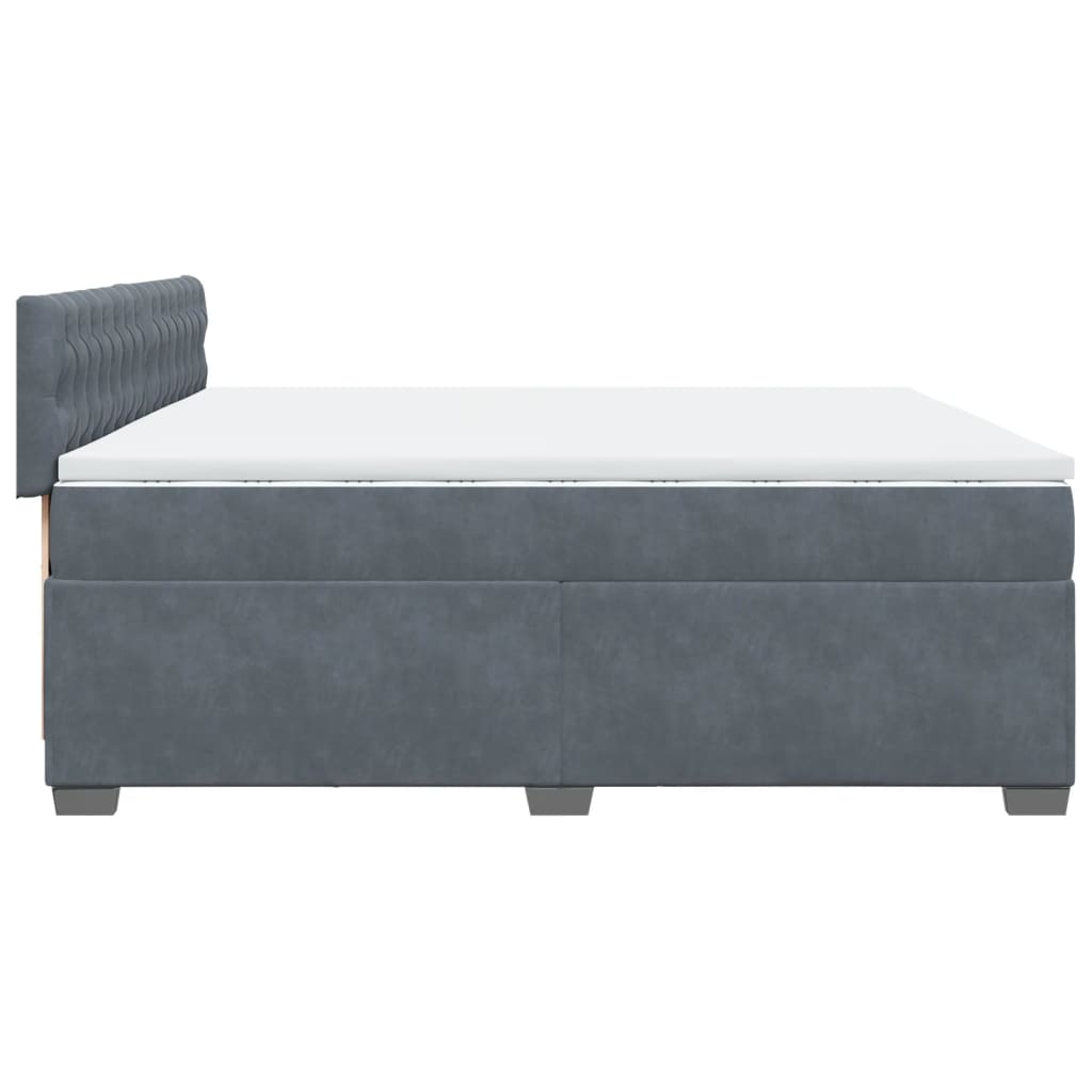 Κρεβάτι Boxspring με Στρώμα Σκούρο Γκρι 200x200 εκ. Βελούδινο - Pakobazaar
